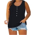 thumbnail image 1 of Timegard Tank Tops for Women Plus Size Scoop Neck Button Sleeveless Tee Solid Color Comfy Casual Loose Tops, 1 of 5