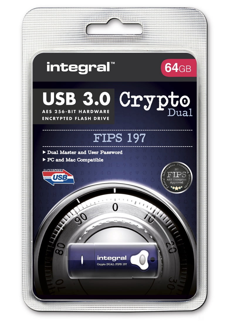 64GB Integral Crypto DUAL FIPS 197 Encrypted USB3.0 Flash Drive (AES  256-bit Hardware Encryption) - Walmart.com
