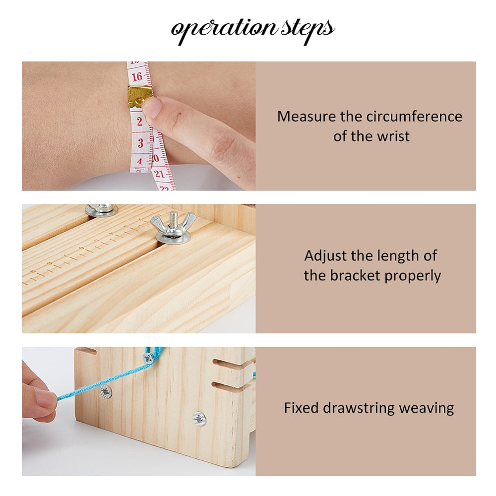 1pc Wood Adjustable Bracelet Jig Wood Braiding Jig Adjustable Parachute Cord Jig DIY Hand Knitting Wristband Jig Wood Bracelet Maker for Bracelets Necklaces Accessories