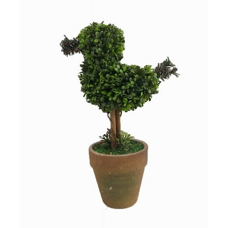 Craft Outlet Floral Bird Topiary in Pot (Set of 2)