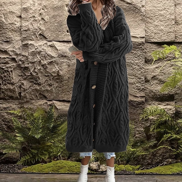 Christmas Sweater Long Sweater Cardigan Women Plus Size Solid Color Open Front Winter Cardigan Cable Knit Oversized Cardigan Coat