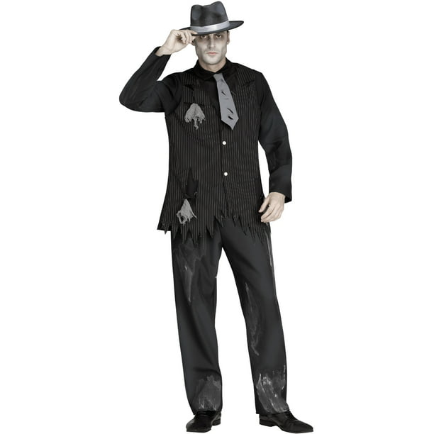 Adult's Mens Sleeping With The Fishes Undead Zombie Gangster Costume ...