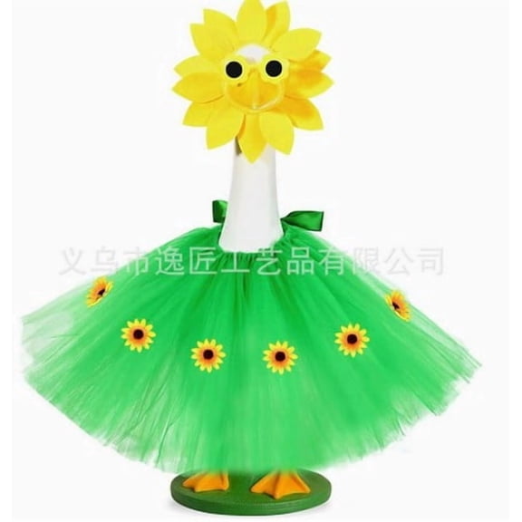 AuroraX 23 inch Porch Goose Outfits Sunflower Porch Goose Clothes Set Fall Holiday Sunflower Lawn Garden Decor Outdoor Porch Goose Accessories Green