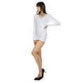 thumbnail image 2 of MeMoi Women's Soft Bamboo Blend Basic Long Sleeve V-Neck Top - Womens - Female, Medium, White, 2 of 4