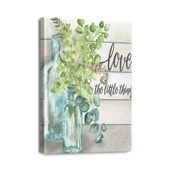 Bottles and Plants Farm Wood Textured, Design by Wall Art, 12 x 16, Multi-Color for Living Room