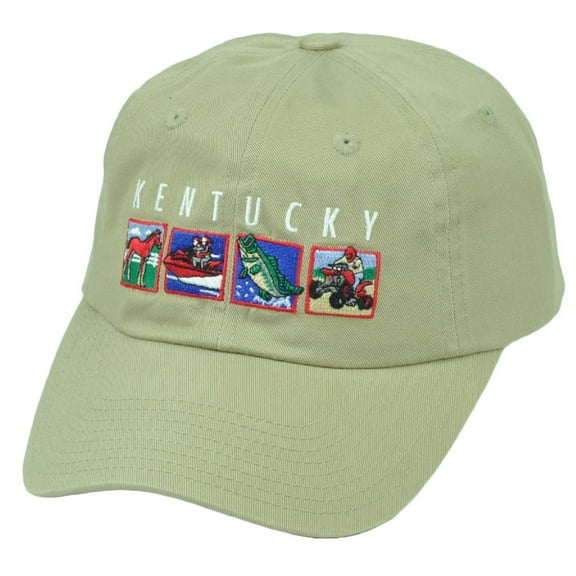 Kentucky Bluegrass State USA Khaki Relaxed Hat Cap Sun Buckle City Land Headgear