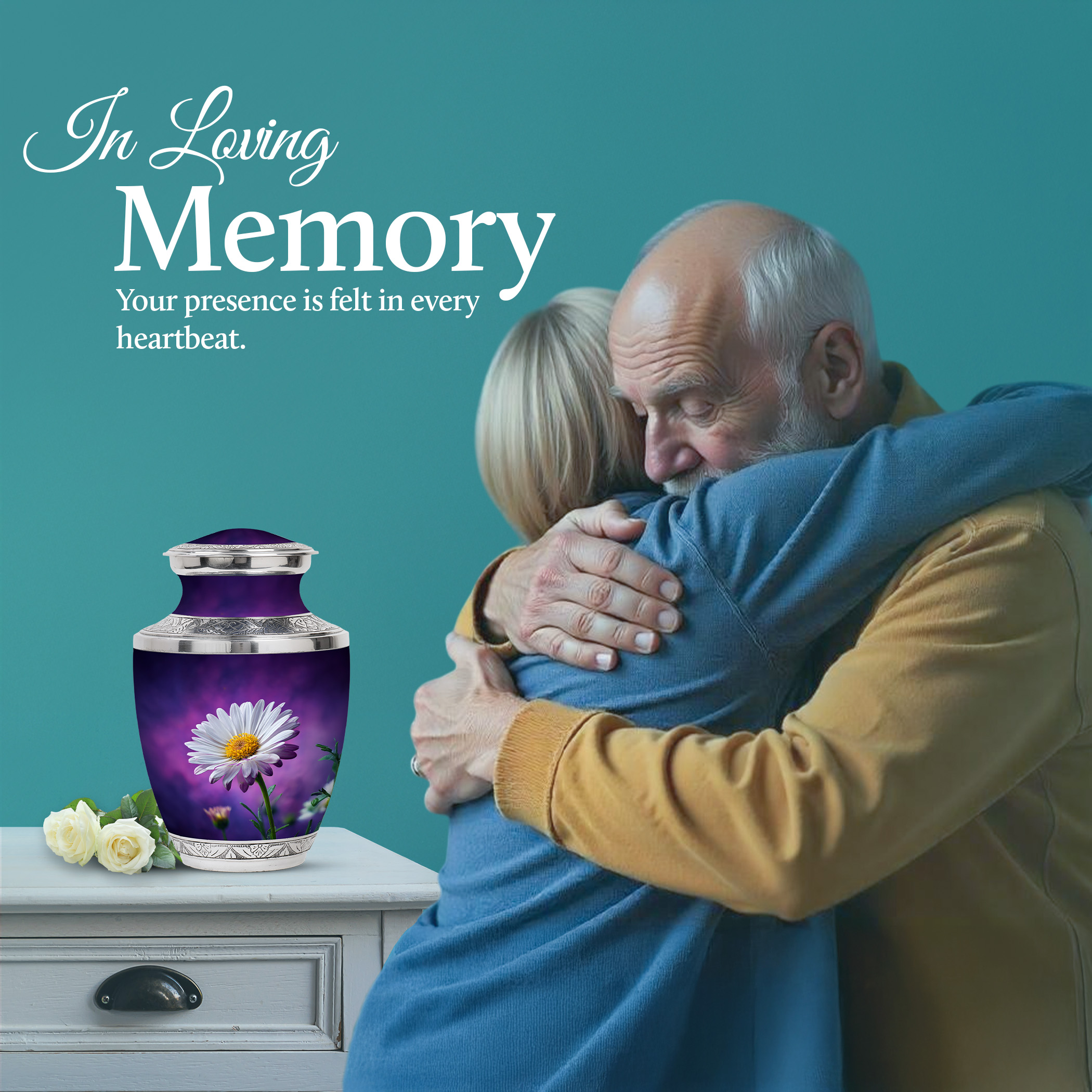 SABURIAL Daisy Urn - Small Urns For Ashes - Large Cremation For Adult Men & Women - Combo - 10 Inch Large With 3 Inch - Human Urns For Mom & Dad