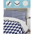 thumbnail image 4 of Quilts Full Size Bedding Set, Blue Plaid Lightweight Quilted Comforter, Modern Minimalist Geometric Gingham Checkered Soft Reversible Bedspread Coverlet with Pillow Covers for All Season, 78" x 90", 4 of 7