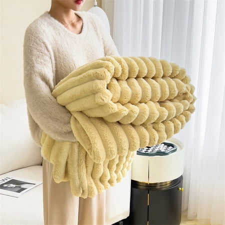 cpengpj Dog Blanket 1-Piece 27.5*39.4 Inch Yellow Rabbit Hair Plush Tear Resistant for Indoor Sofa and Pet Kennel Use