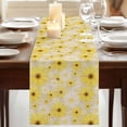 thumbnail image 3 of Table Runners 72 Inches Long Dress Scarves, Farmhouse Daisy Farmhouse Kitchen/Dining Table Runner, Coffee Tablerunners, Spring Watercolor Yellow White Floral Beige 16x72 Inch, 3 of 9