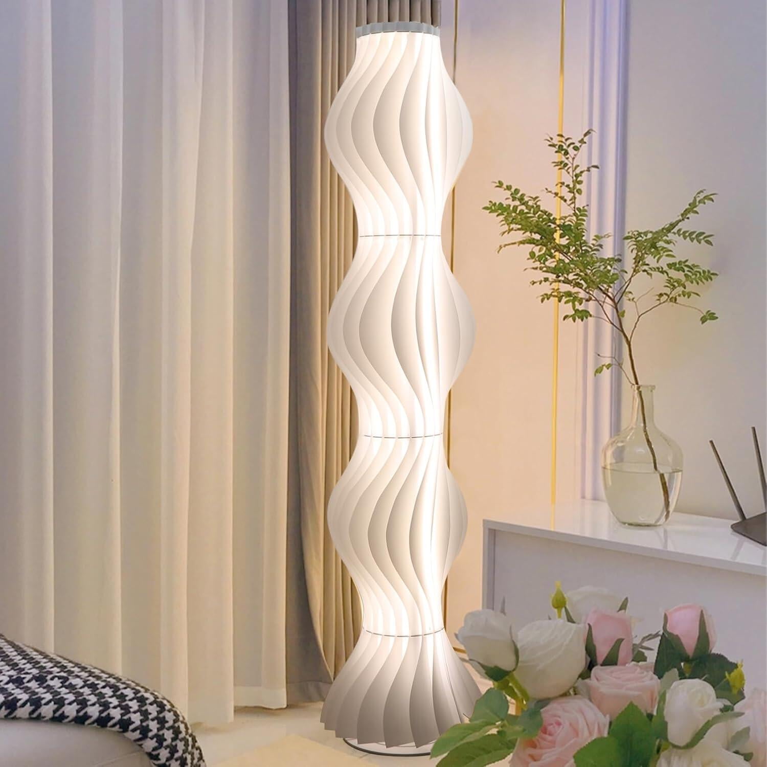 LUVODI 67" Tall LED Dimmable Column Floor Lamp Decorative Standing Lamps with Hula Skirt Design Shade