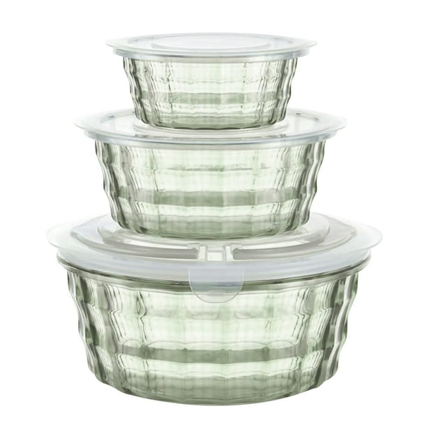 3 contenedores de frutas con sopera, recipiente transparente, recipiente sellado, recipientes grandes herméticos para almacenar alimentos, cereales, avena, leche, para el refrigerador, almacenamiento