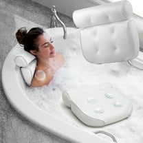 3D Bath Pillow Spa Bathtub Pillow with 4 Suction Cups, Head Neck Back and Shoulder Support Bath Pillows for Hot Tub, Jacuzzi, Home Spa White