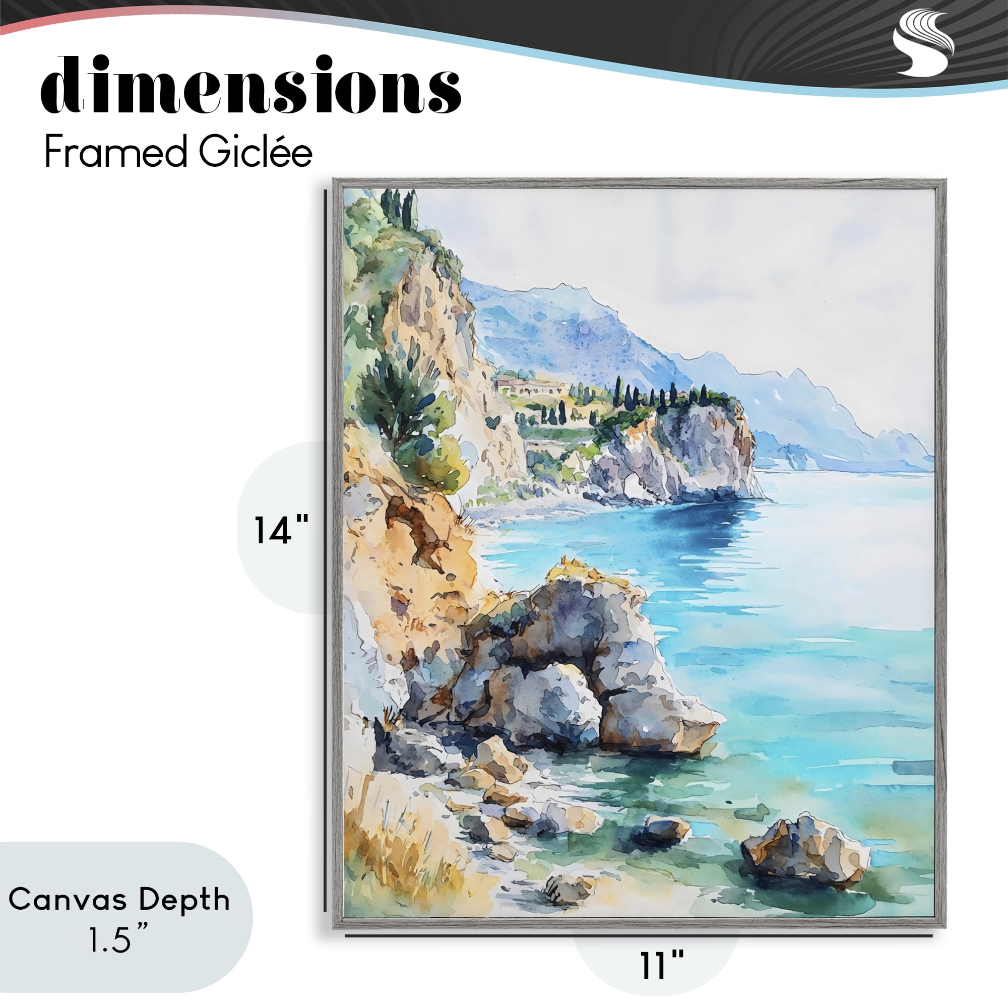 Stupell Industries Azure Italian Coastline Gray Framed Giclee Art, design by LSR Design Studio