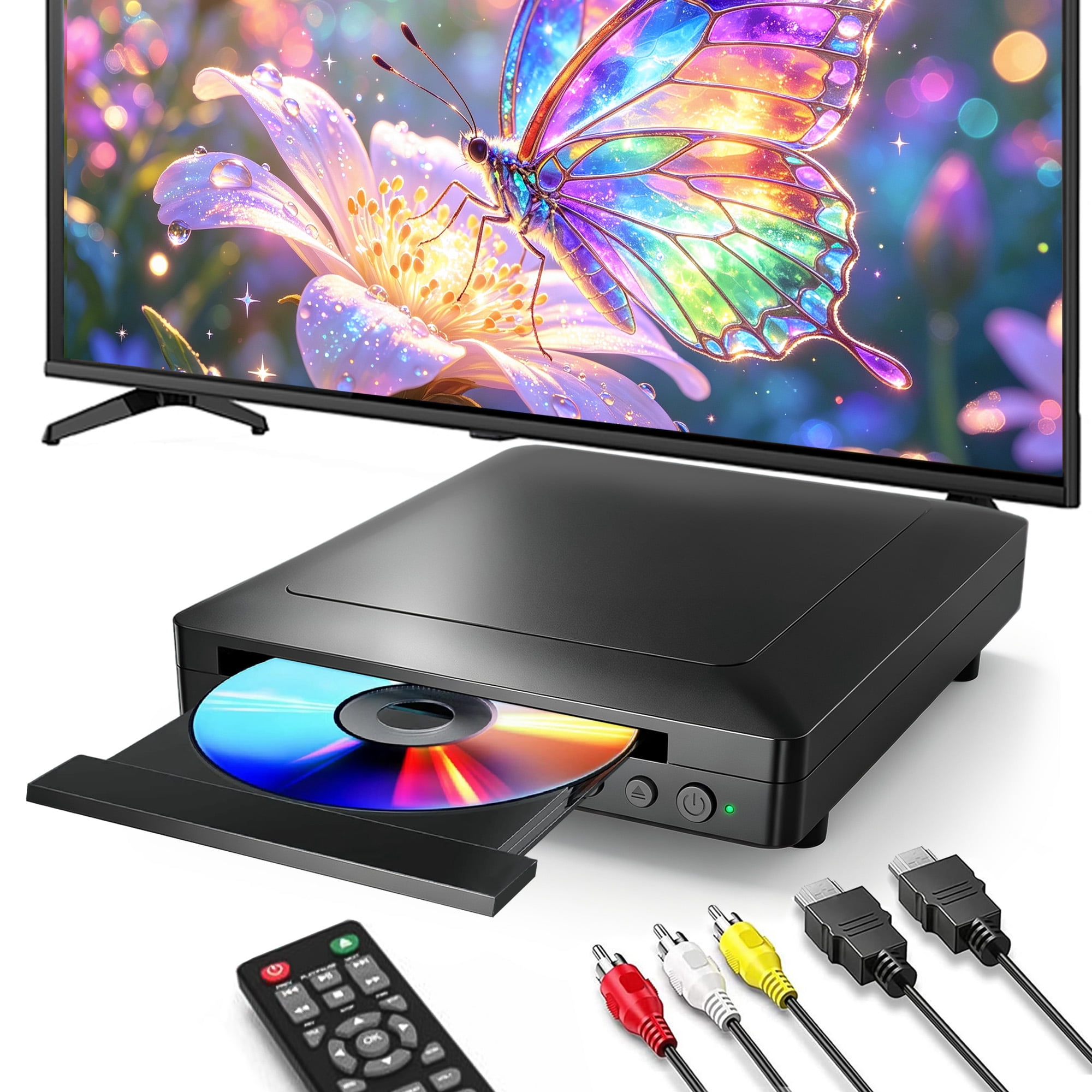 GCZ Mini HDMI DVD Player for TV, CD Player for Home with Usb Input and AV Coaxial Output, Include Remote Control