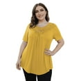 thumbnail image 4 of VOIANLIMO Women's Plus Size Summer Tops Short Sleeve Lace Pleated Blouses Tunic Tops M-4XL, 4 of 5
