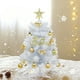 thumbnail image 5 of Árbol de Navidad Artificial Blanco de 61 Cm para Escritorio con Estrella Dorada, Letras, Lazos y Bolas Decorativas | Decoración Navideña Pequeña para La Oficina, El Hogar, Fiestas y Chimenea, 5 of 6