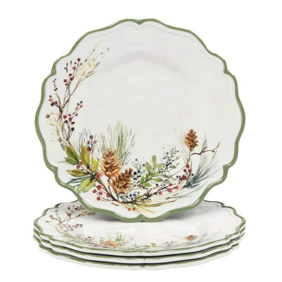 Multi-Colored Winters Forest Salad Plate (Set of 4)