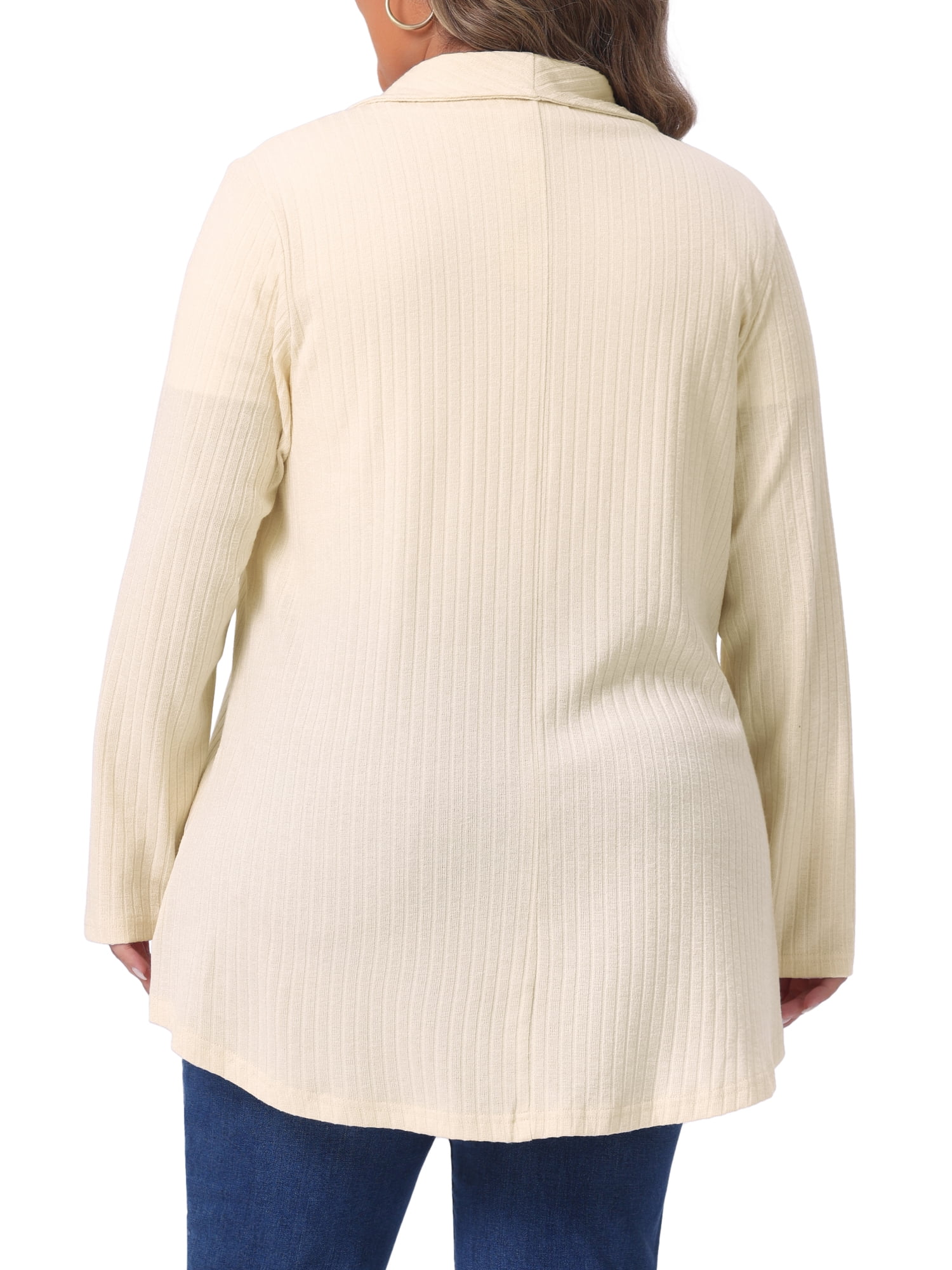 DARING DIVA Women's Plus Size Lapel Open Front Irregular Hem Knit Cardigan 4X Beige