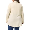 thumbnail image 4 of DARING DIVA Women's Plus Size Lapel Open Front Irregular Hem Knit Cardigan 2X Beige, 4 of 6
