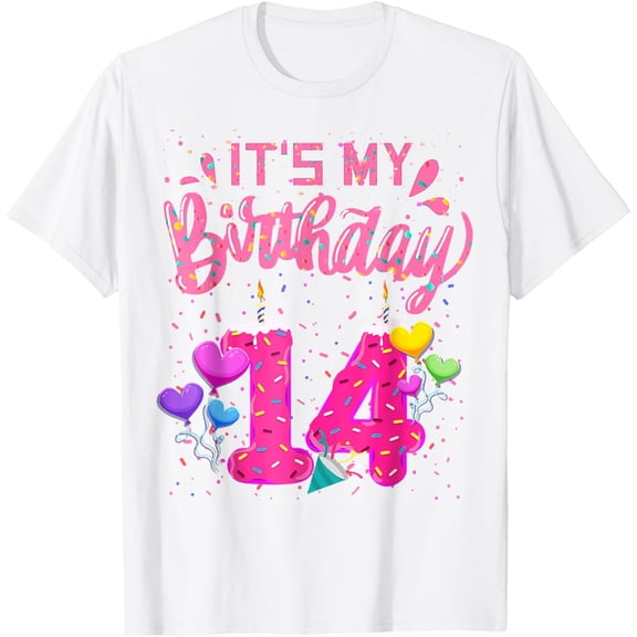 Exquisite and comfortable-It's My 14th Birthday Doughnut Happy 14 Years Old Girl Kids T-Shirt