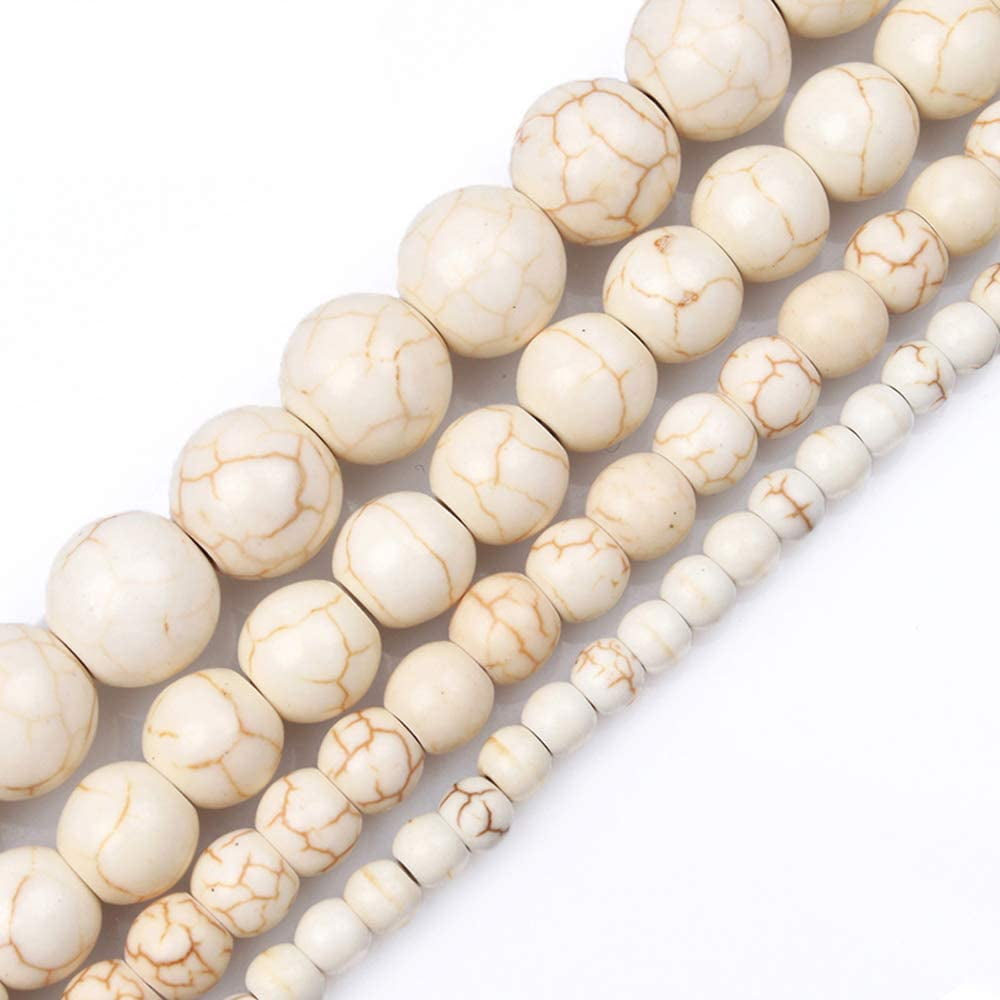 Natural 10mm Matte White Turquoise Gemstone Round Loose Beads 15 inches 