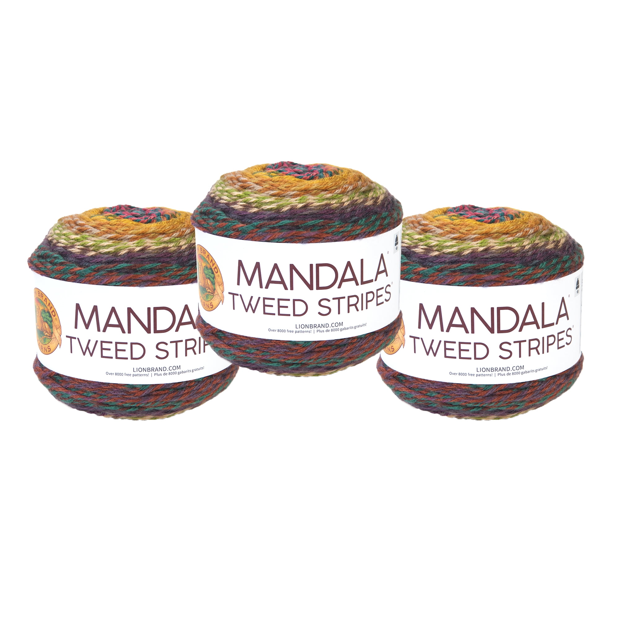 Lion Brand Yarn 552-217 Mandala Tweed Stripes Filato Elefante Bianco 