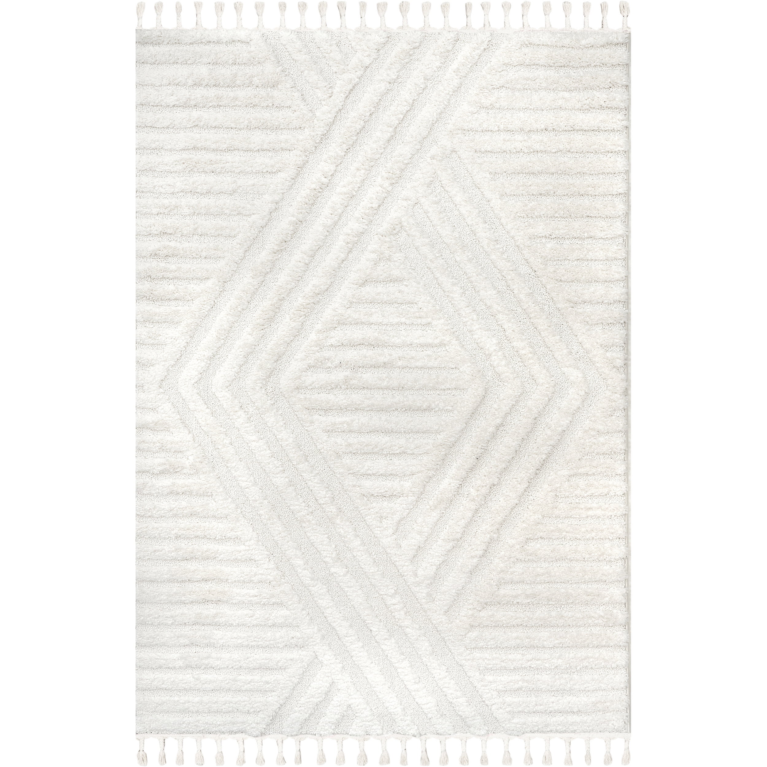 nuLOOM Risette Geometric Shag Tassel Area Rug, 9' x 12', Ivory