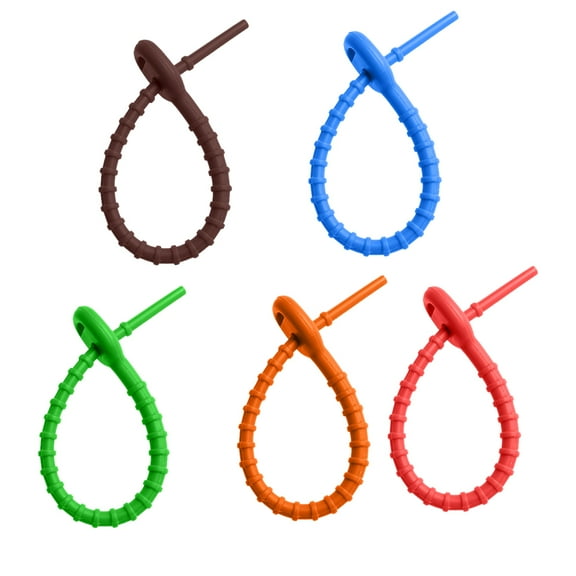 STRANDCHIC 10pcs Silicone Ties for Wire Organization Assorted Color Silicone Fastening Ties