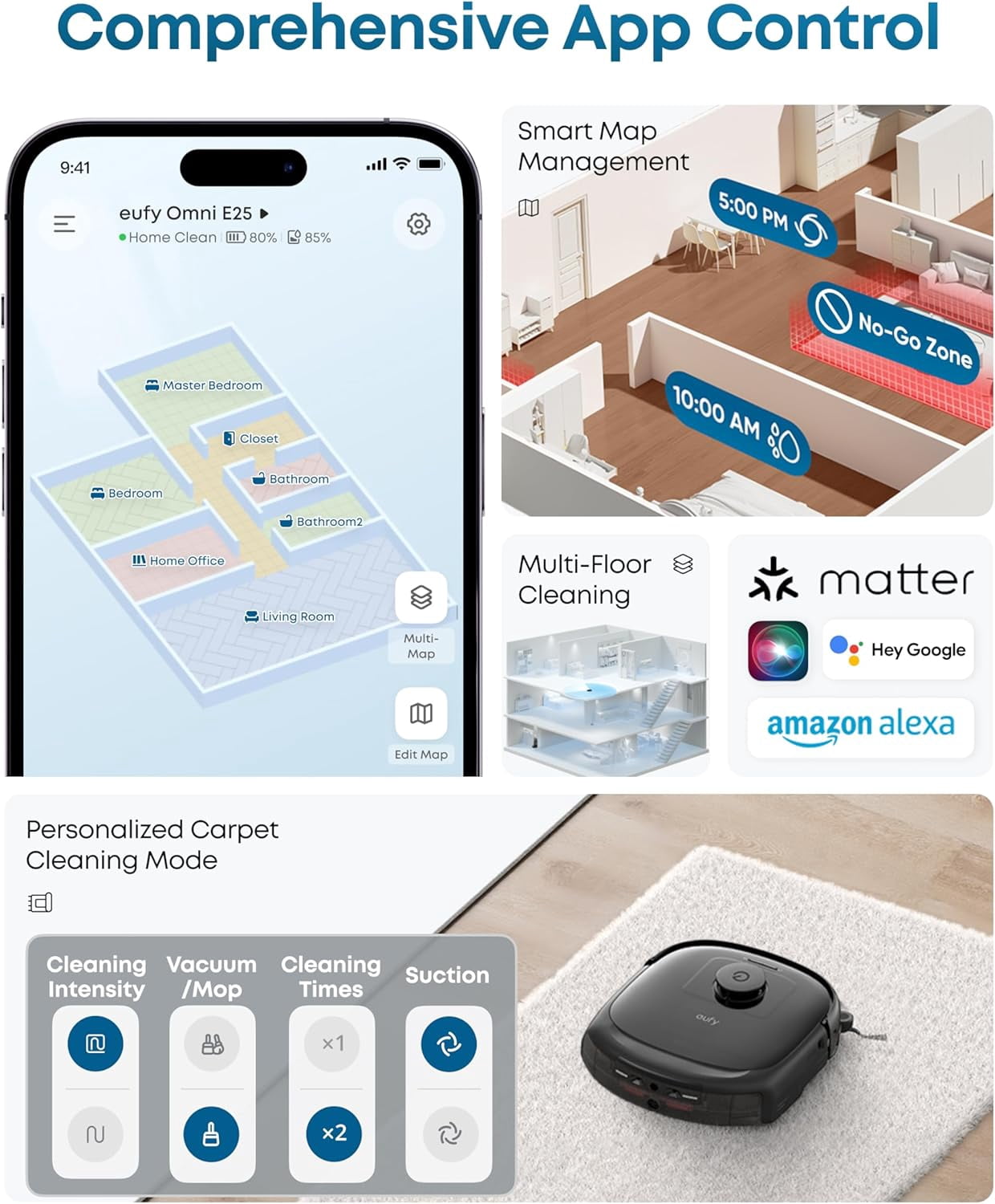 eufy Omni Robot Vacuum and mop combo E25 with Official Floor Cleaning Solution, All-in-One Station, Auto Emptying&Refilling,Auto Washing&Drying,Wastewater&Detergent