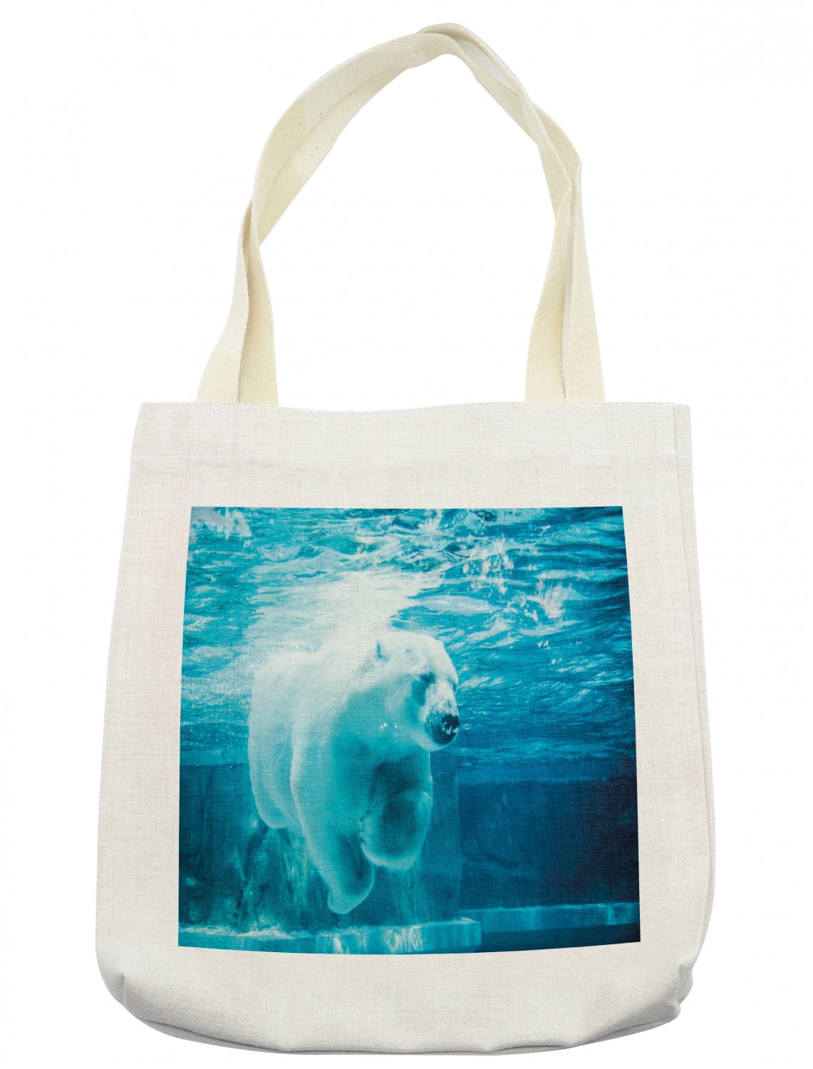 Bear Tote Bag, Arctic Polar Bear Dipping into Water Swimming Ursus
