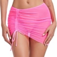 thumbnail image 3 of FRSASU Women's Swim Skirt Hip Hugging Ruffle Tummy Control Solid Color Mesh Bathing Suit Bottoms Pink Free Size, 3 of 3