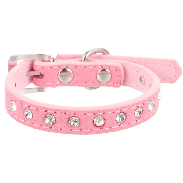 KAKOWELY Collar ajustable con diamantes de imitación para perro, de cuero sintético