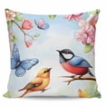 thumbnail image 2 of Spring Floral Decorative Pillowcase 20''x20'', Pastoral Butterfly Birds Elegant Throw Pillow Covers Soft Cushion Case for Couch Sofa Bedroom Living Room, Pillowcase Boho Decor, 2 of 8