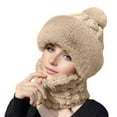 thumbnail image 2 of Hat and Scarf Set for Women - One Piece Hat Beanie Winter Face Mask for Women/Men, Warmer Beanie Neck Scarf Ski Snow Hats Khaki L, 2 of 5