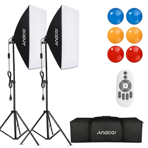 Andoer Studio Photography Softbox RGB LED Light Kit Including 20