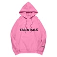 thumbnail image 1 of Pullover Hoodie with Adjustable Drawstring Hood and Front ESSENTIALS Lettering Print Casual Loose Fit Design Pink S, 1 of 8