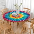 thumbnail image 3 of Colorful Tie Dye Mandala Pattern Round Fitted Tablecloth with Elastic Edge,Dining Table Cover Waterproof,Outdoor Round Tablecloth for Camping,Dining,Indoor and Outdoor, 3 of 7