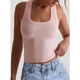 thumbnail image 2 of Womens Ribbed Square Neck Tank Tops Basic Backless Sleeveless Summer Camisole 2025 Pink XL, 2 of 6