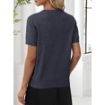 thumbnail image 4 of Jersey ANRABESS para mujer, mezcla de lana, cuello en V, manga corta, gris, 4 of 6