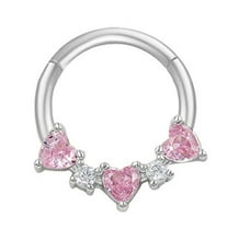 COOLHOOD Simple Crystal Nose Rings Silver Color Septum Clickers Stainless Steel Piercing Accessory for Cartilage Jewelry