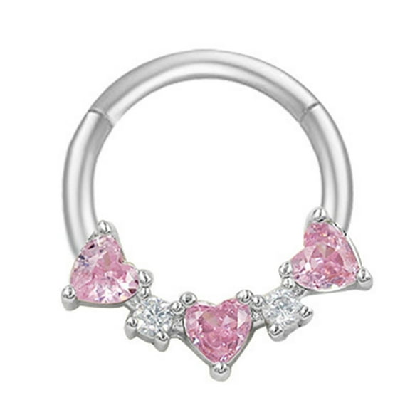 COOLHOOD Simple Crystal Nose Rings Silver Color Septum Clickers Stainless Steel Piercing Accessory for Cartilage Jewelry