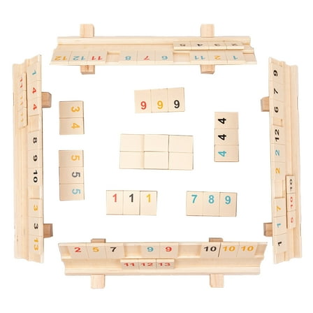 Game 106 Rummy Tiles Travel Game Set with 4 Tiles Holder Wood Strategy Board Game for 2-4 Player