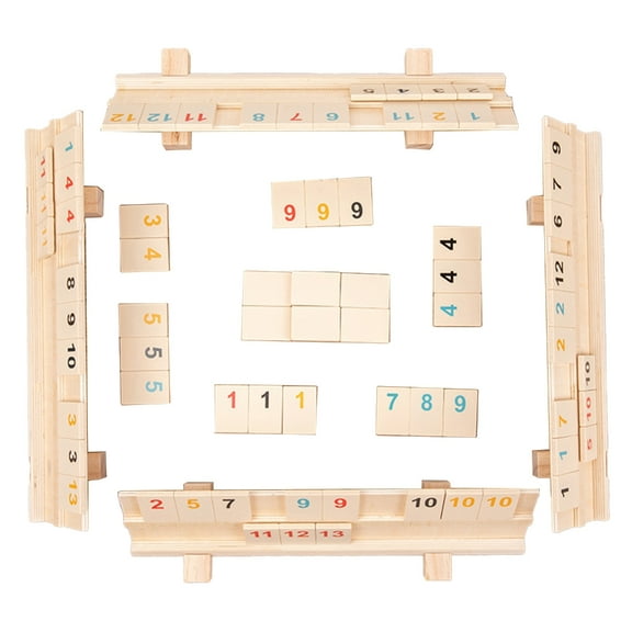 Game 106 Rummy Tiles Travel Game Set with 4 Tiles Holder Wood Strategy Board Game for 2-4 Player