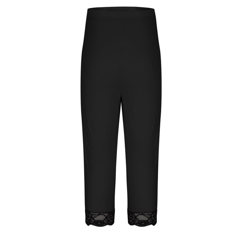 Plus Size Lace Leggings for Women, High Waisted Cropped Leggings
