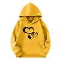 Cotton Hoodies Sweashirts for Boys Girls 3-14 Years Long Sleeve Cute Hearts Printed Valentines Outfits Gifts (13 Years, Yellow)