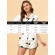 thumbnail image 4 of Conjunto de pijama de satén cheibear con camiseta y pantalones cortos con lunares para mujer color blanco medio, 4 of 5