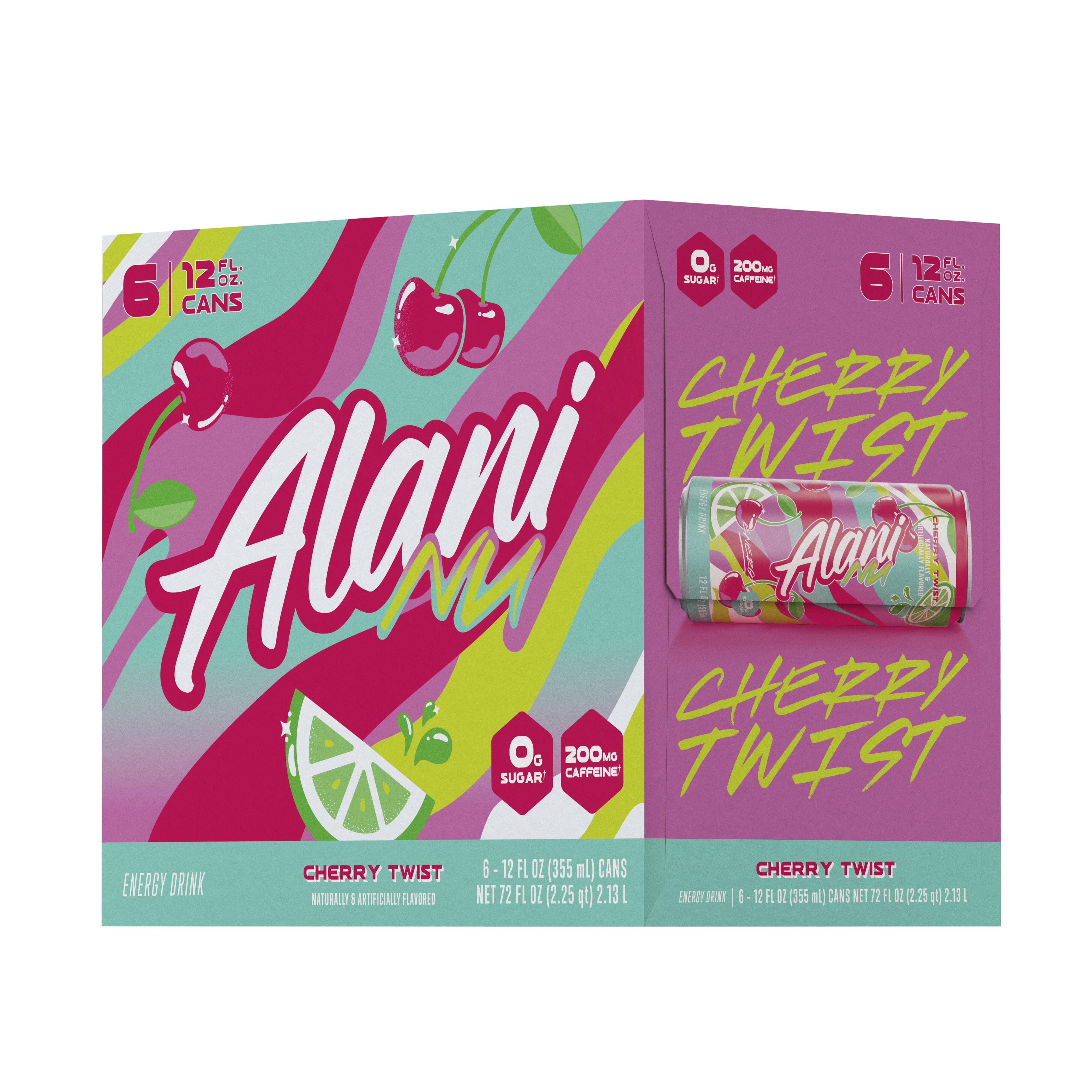 Alani Nu Energy Drink, Cherry Twist Limited Time Only, 12 fl oz cans, 6-pack (6 cans)