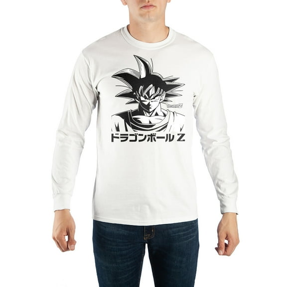 Mens White Long Sleeve Dragon Ball Z Anime Graphic Tee-M
