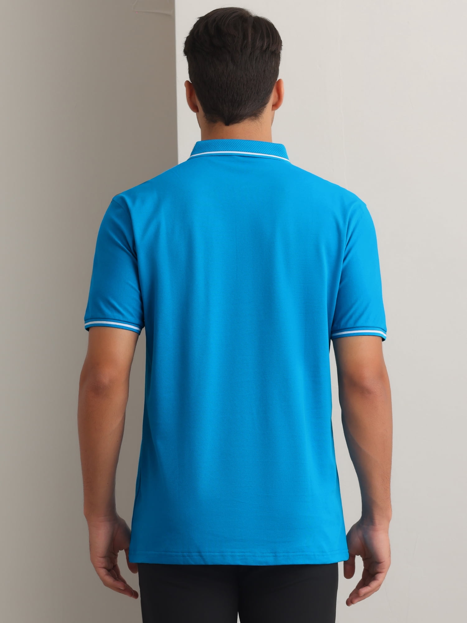 DARING DIVA Men's Polo Short Sleeves Classic Fit Business Summer Golf Shirt M Blue